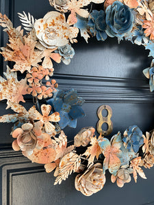 Blue Peach Metal Wreath