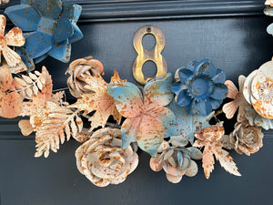 Blue Peach Metal Wreath