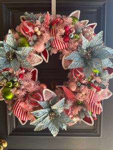 Pink Blue Christmas Wreath