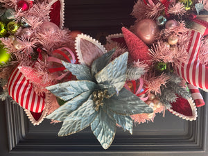 Pink Blue Christmas Wreath