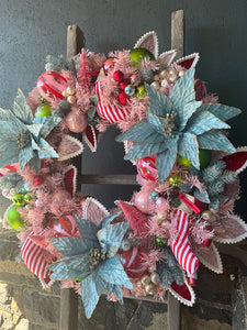 Pink Blue Christmas Wreath