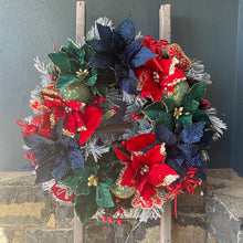 Load image into Gallery viewer, Navy Green Christmas Wreath