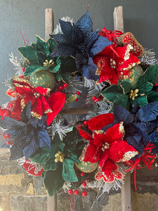 Navy Green Christmas Wreath