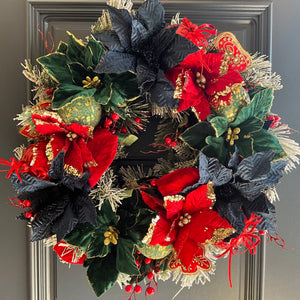 Navy Green Christmas Wreath