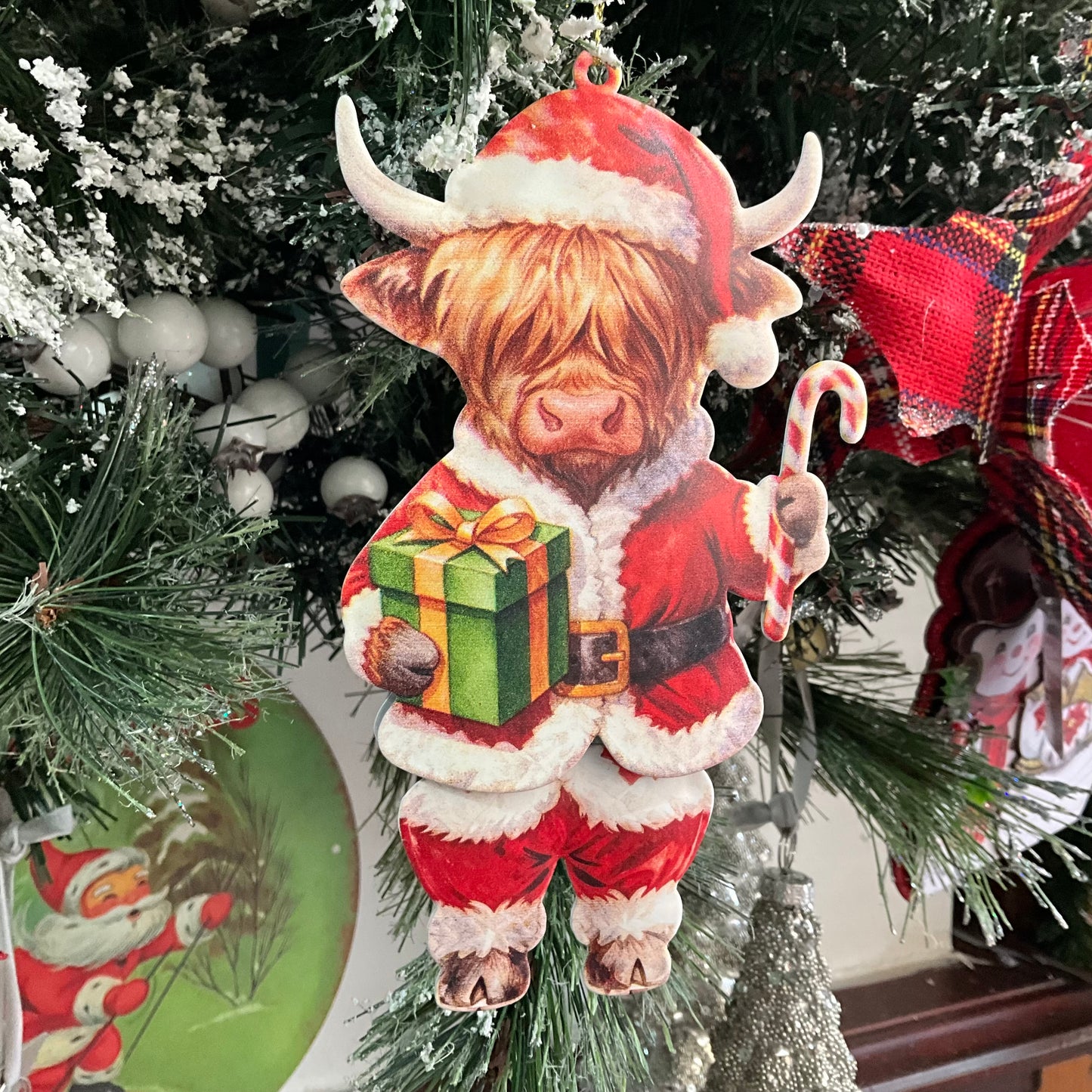 Tin Santa Highland Cow