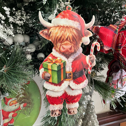 Tin Santa Highland Cow