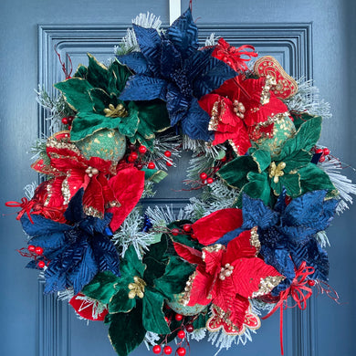 Navy Green Christmas Wreath