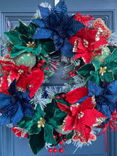 Load image into Gallery viewer, Navy Green Christmas Wreath