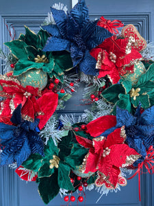 Navy Green Christmas Wreath