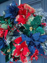 Load image into Gallery viewer, Navy Green Christmas Wreath