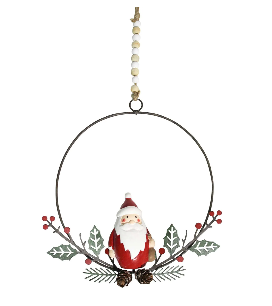 Small Metal Santa Wreath