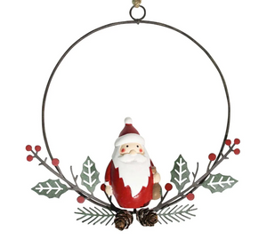 Small Metal Santa Wreath