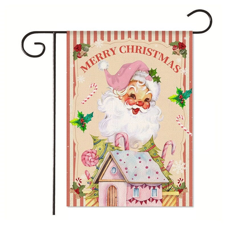 Pink Santa Retro Flag