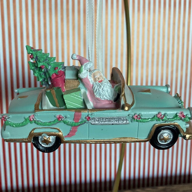 Santa in Green Cadillac