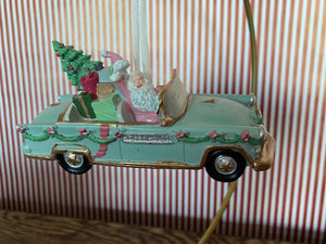 Santa in Green Cadillac