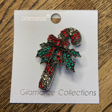 Load image into Gallery viewer, Crystal Candy Cane Brooch