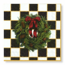 Load image into Gallery viewer, Serviettes Checkered Wreath