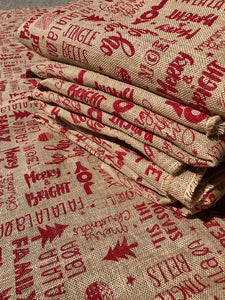 Hessian Fabric Christmas Print