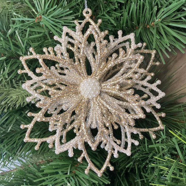 Gold Glitter Snowflake Deco