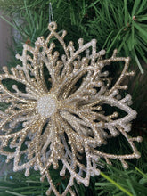 Load image into Gallery viewer, Gold Glitter Snowflake Deco