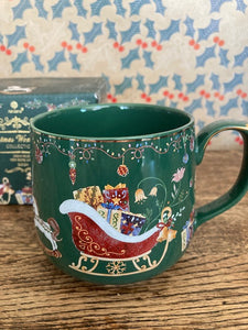 Green Christmas Sleigh Mug