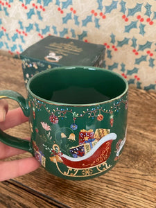 Green Christmas Sleigh Mug