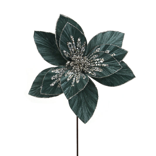 Celadon Green Velvet Poinsettia