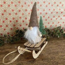 Load image into Gallery viewer, Gnome on a Wooden Sleigh