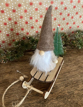 Load image into Gallery viewer, Gnome on a Wooden Sleigh