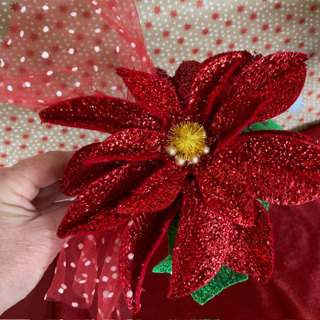 Poinsettia Glitter Headband