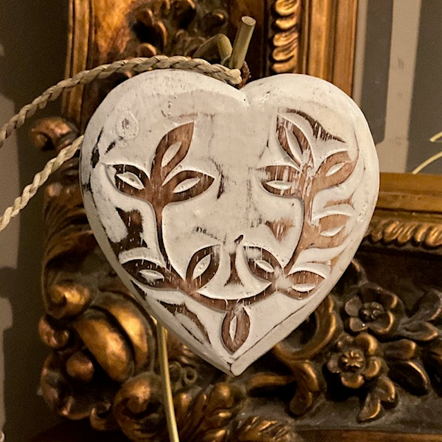 Wooden White Heart