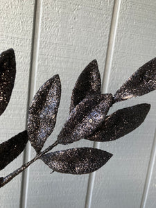 Black Glitter Leaf Spray