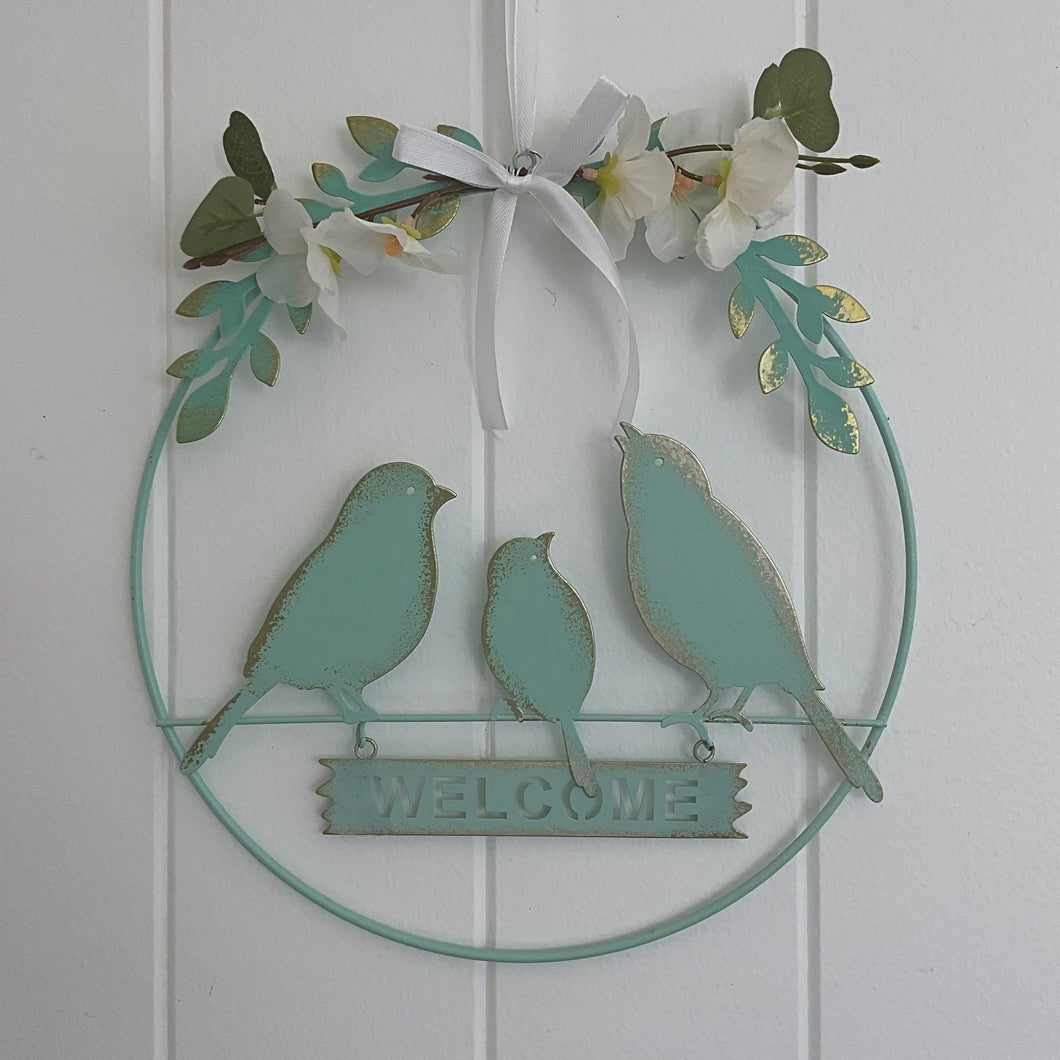 Green Tin Welcome Wreath