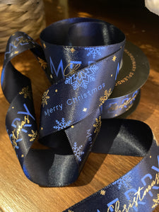 Blue Gold Satin Ribbon