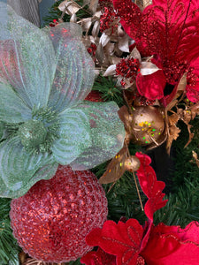 Red Mint Poinsettia Wreath