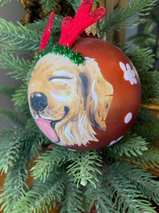 Orange Glass Dog Ball