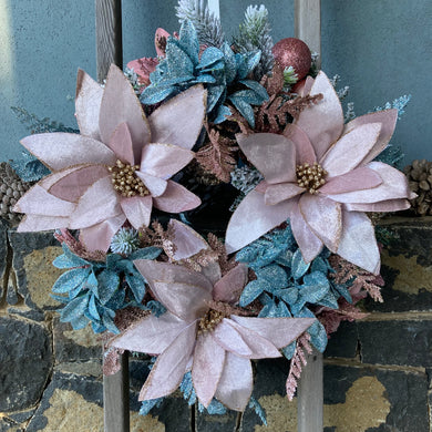 Pastel Pink & Blue Christmas Wreath