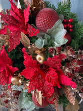 Load image into Gallery viewer, Red Mint Poinsettia Wreath