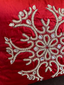 Red Cream Snowflake Pillow