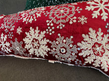 Load image into Gallery viewer, Beaded Snowflake Pillow