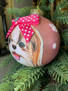 Pink Glass Dog Ball