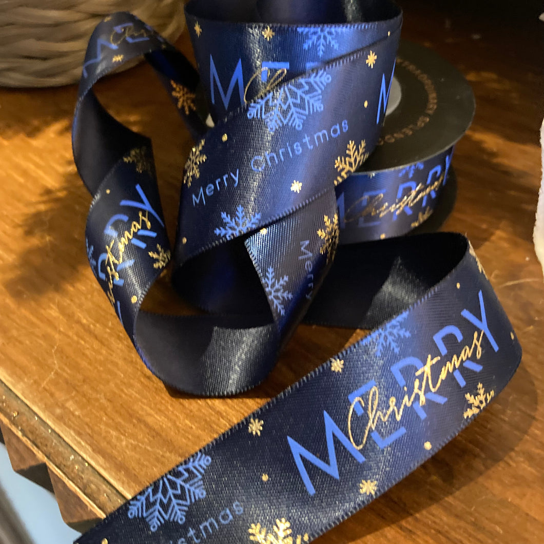 Blue Gold Satin Ribbon