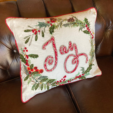 Embroidered Joy Pillow