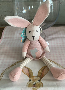 Pink Linen Plush Bunny