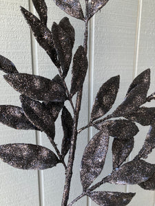 Black Glitter Leaf Spray