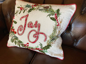 Embroidered Joy Pillow