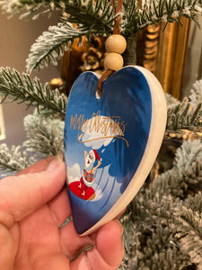 Surfing Santa Heart Decoration