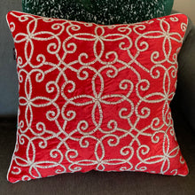 Load image into Gallery viewer, Red Velvet Snowflake Pillow