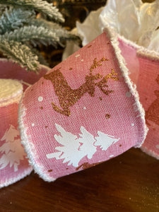 Pink Reindeer Ribbon