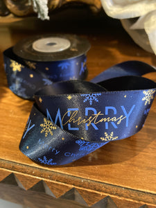 Blue Gold Satin Ribbon